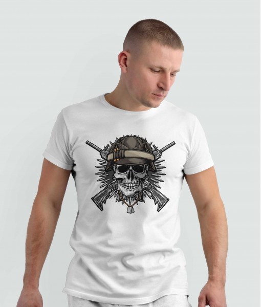 Мъжка тениска с щампа Готика Military skull - TShirtArtShop.com